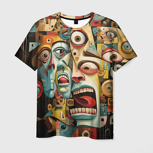 Мужская футболка Живопись с лицами в стиле Пабло Пикассо / 3D-принт – фото 1