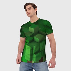 Футболка мужская Зелёный блоковый паттерн, цвет: 3D-принт — фото 2