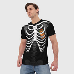 Футболка мужская Скелет: ребра с шаурмой, цвет: 3D-принт — фото 2