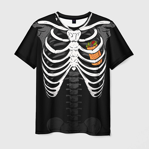 Мужская футболка Скелет: ребра с шаурмой / 3D-принт – фото 1