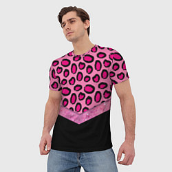 Футболка мужская Розовый леопард и блестки принт, цвет: 3D-принт — фото 2