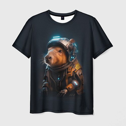 Мужская футболка Cool capybara - cyberpunk - neural network / 3D-принт – фото 1