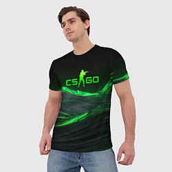 Футболка мужская CSGO neon green logo, цвет: 3D-принт — фото 2