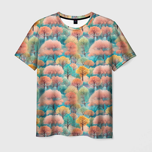 Мужская футболка Деревья разноцветные узор / 3D-принт – фото 1