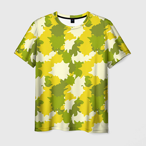 Мужская футболка Желто-зеленый камуфляж / 3D-принт – фото 1