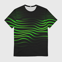 Футболка мужская Зеленые абстрактные волны, цвет: 3D-принт