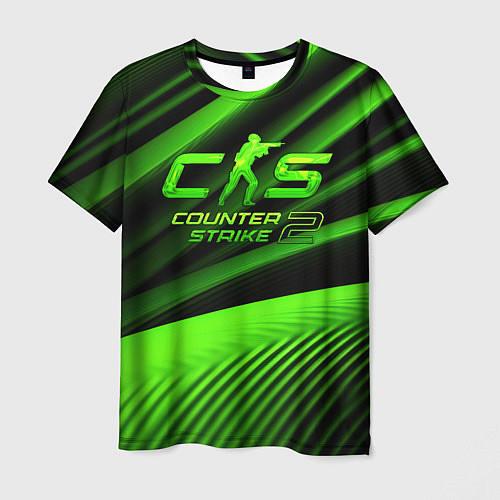 Мужская футболка CS2 Counter strike green logo / 3D-принт – фото 1