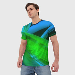 Футболка мужская Blue green abstract, цвет: 3D-принт — фото 2