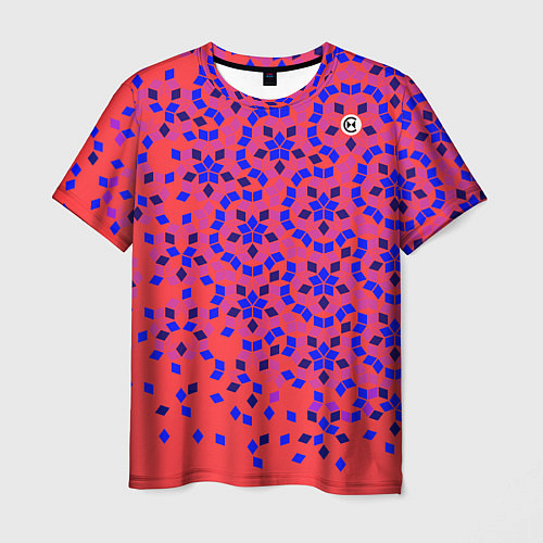 Мужская футболка Мозаика Пенроуза в красно-синем контрасте / 3D-принт – фото 1
