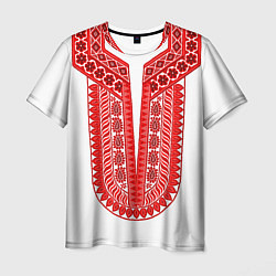 Футболка мужская Красная славянская вышиванка, цвет: 3D-принт