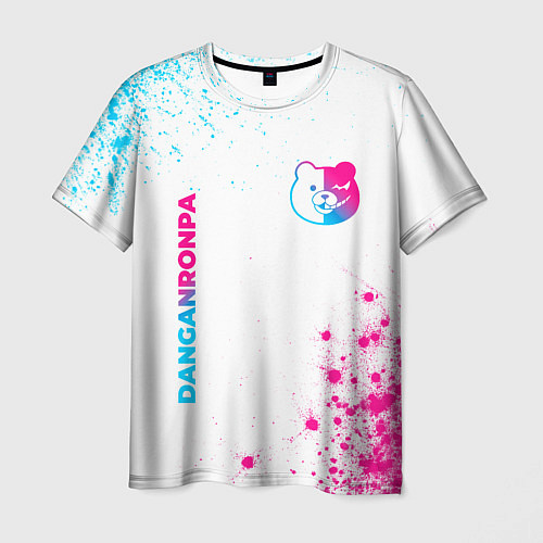 Мужская футболка Danganronpa neon gradient style: надпись, символ / 3D-принт – фото 1