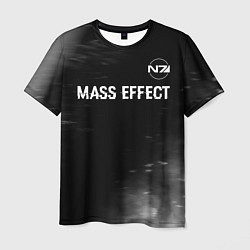 Футболка мужская Mass Effect glitch на темном фоне: символ сверху, цвет: 3D-принт