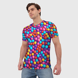 Футболка мужская Паттерн разноцветные шарики - нейросеть, цвет: 3D-принт — фото 2