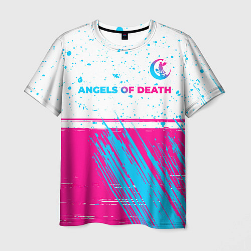 Мужская футболка Angels of Death neon gradient style: символ сверху / 3D-принт – фото 1