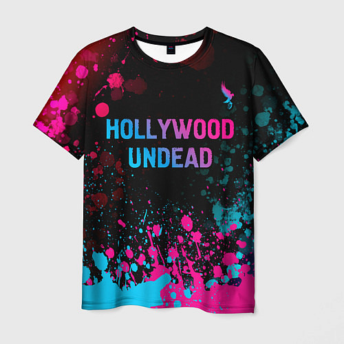 Мужская футболка Hollywood Undead - neon gradient: символ сверху / 3D-принт – фото 1
