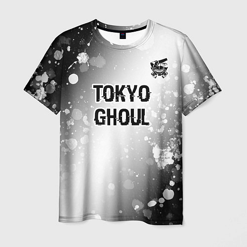 Мужская футболка Tokyo Ghoul glitch на светлом фоне: символ сверху / 3D-принт – фото 1