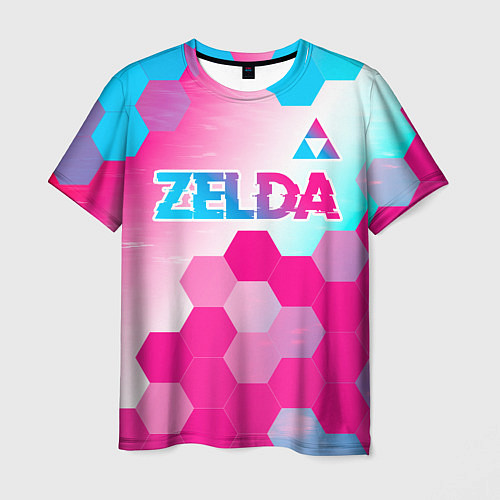 Мужская футболка Zelda neon gradient style: символ сверху / 3D-принт – фото 1