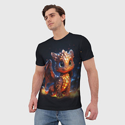 Футболка мужская Котик дракоша, цвет: 3D-принт — фото 2