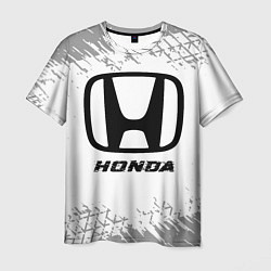 Футболка мужская Honda speed на светлом фоне со следами шин, цвет: 3D-принт