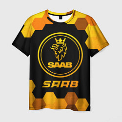 Футболка мужская Saab - gold gradient, цвет: 3D-принт