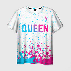 Футболка мужская Queen neon gradient style: символ сверху, цвет: 3D-принт