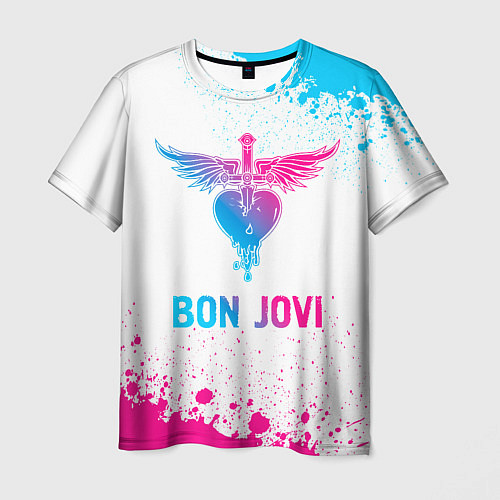 Мужская футболка Bon Jovi neon gradient style / 3D-принт – фото 1