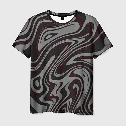 Мужская футболка Абстракция тёмно-серый с красным / 3D-принт – фото 1