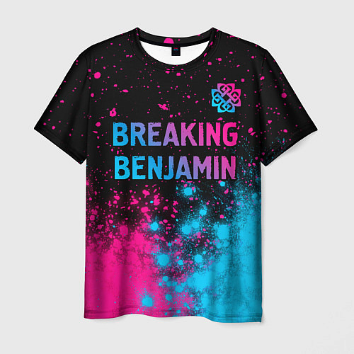 Мужская футболка Breaking Benjamin - neon gradient: символ сверху / 3D-принт – фото 1
