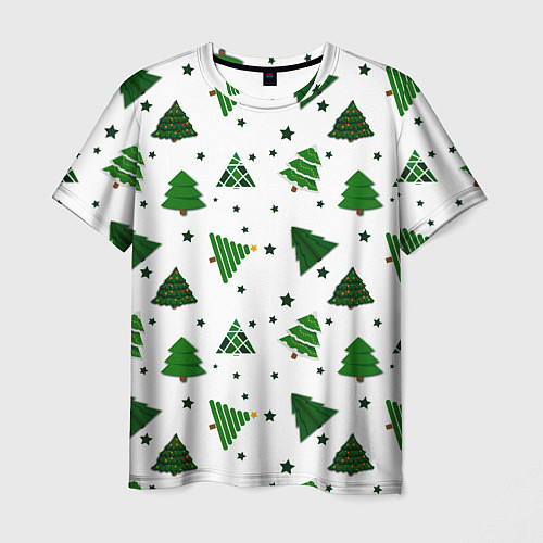 Мужская футболка Узор с зелеными елочками / 3D-принт – фото 1