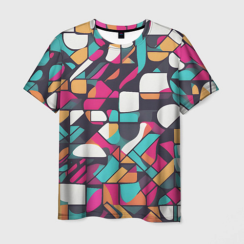 Мужская футболка Разноцветные ретро фигуры / 3D-принт – фото 1