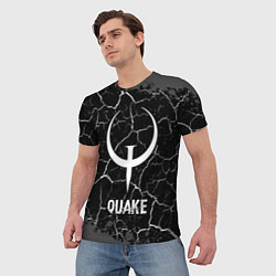 Футболка мужская Quake glitch на темном фоне, цвет: 3D-принт — фото 2