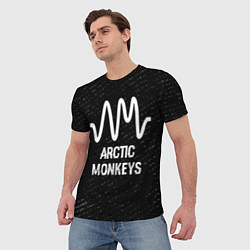 Футболка мужская Arctic Monkeys glitch на темном фоне, цвет: 3D-принт — фото 2