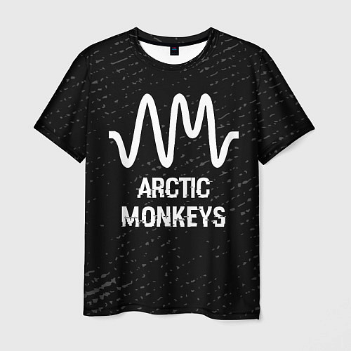 Мужская футболка Arctic Monkeys glitch на темном фоне / 3D-принт – фото 1