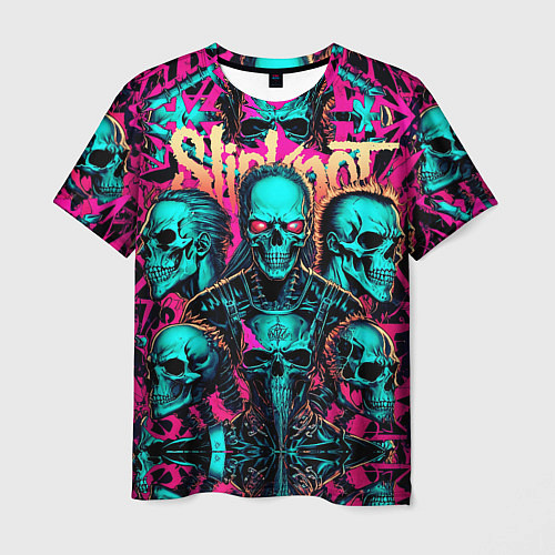 Мужская футболка Slipknot на фоне рок черепов / 3D-принт – фото 1