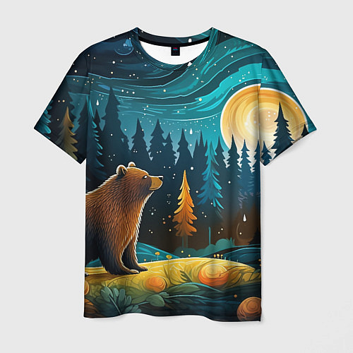 Мужская футболка Хозяин тайги: медведь в лесу / 3D-принт – фото 1