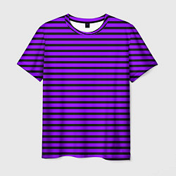 Футболка мужская Фиолетовый в чёрную полоску, цвет: 3D-принт