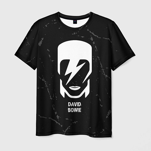 Мужская футболка David Bowie glitch на темном фоне / 3D-принт – фото 1