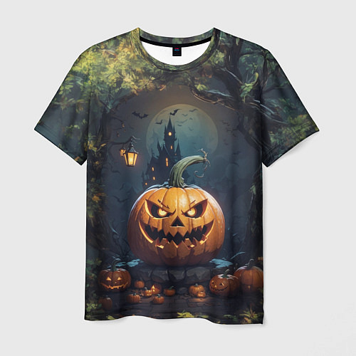 Мужская футболка Праздничная хэллоуинская тыква / 3D-принт – фото 1