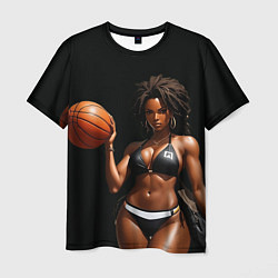 Футболка мужская Девушка с баскетбольным мячом, цвет: 3D-принт