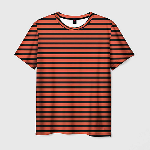 Мужская футболка Полосатый красно-оранжевый и чёрный / 3D-принт – фото 1