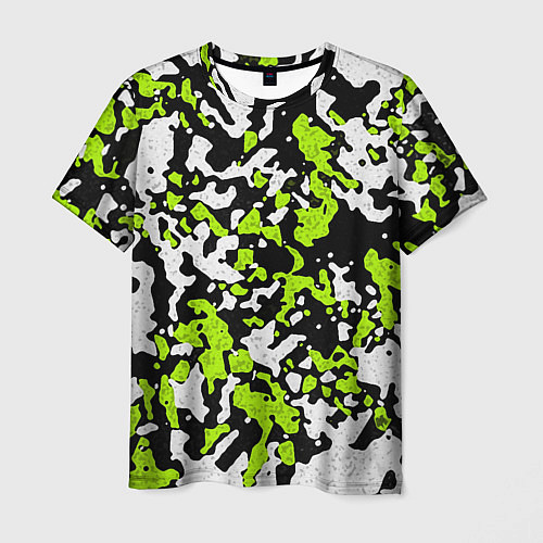Мужская футболка Абстракция чёрно-зелёная / 3D-принт – фото 1