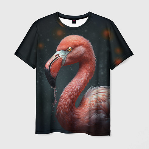 Мужская футболка Фламинго с каплями воды / 3D-принт – фото 1
