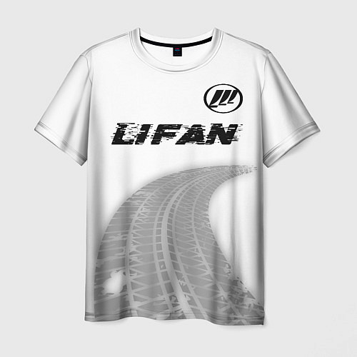 Мужская футболка Lifan speed на светлом фоне со следами шин: символ / 3D-принт – фото 1