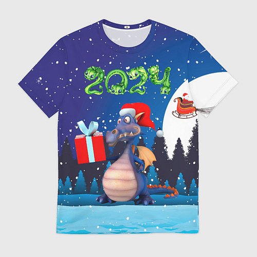 Мужская футболка Cиний дракон / 3D-принт – фото 1