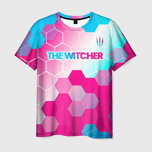 Мужская футболка The Witcher neon gradient style: символ сверху / 3D-принт – фото 1