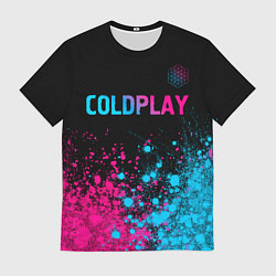 Футболка мужская Coldplay - neon gradient: символ сверху, цвет: 3D-принт