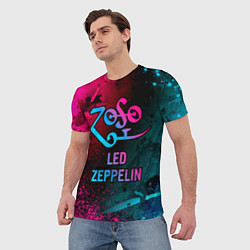 Футболка мужская Led Zeppelin - neon gradient, цвет: 3D-принт — фото 2
