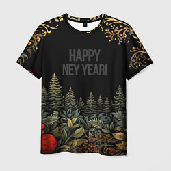 Футболка мужская Happy new year black style, цвет: 3D-принт