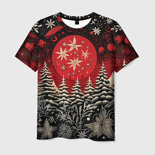 Мужская футболка Новогодний лес / 3D-принт – фото 1