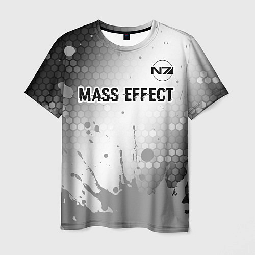 Мужская футболка Mass Effect glitch на светлом фоне посередине / 3D-принт – фото 1